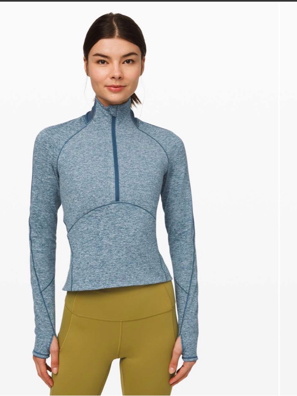 Lululemon Women's Heathered Blue Always alert half- Zip Performance Top size 2